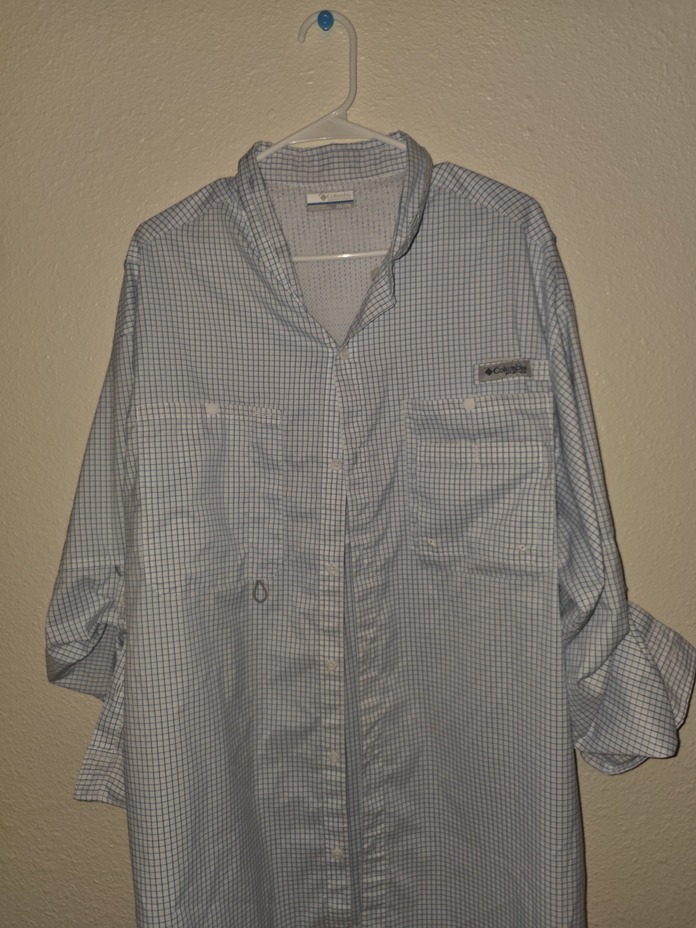 Columbia Light Blue Checked Button-Down Performance Shirt